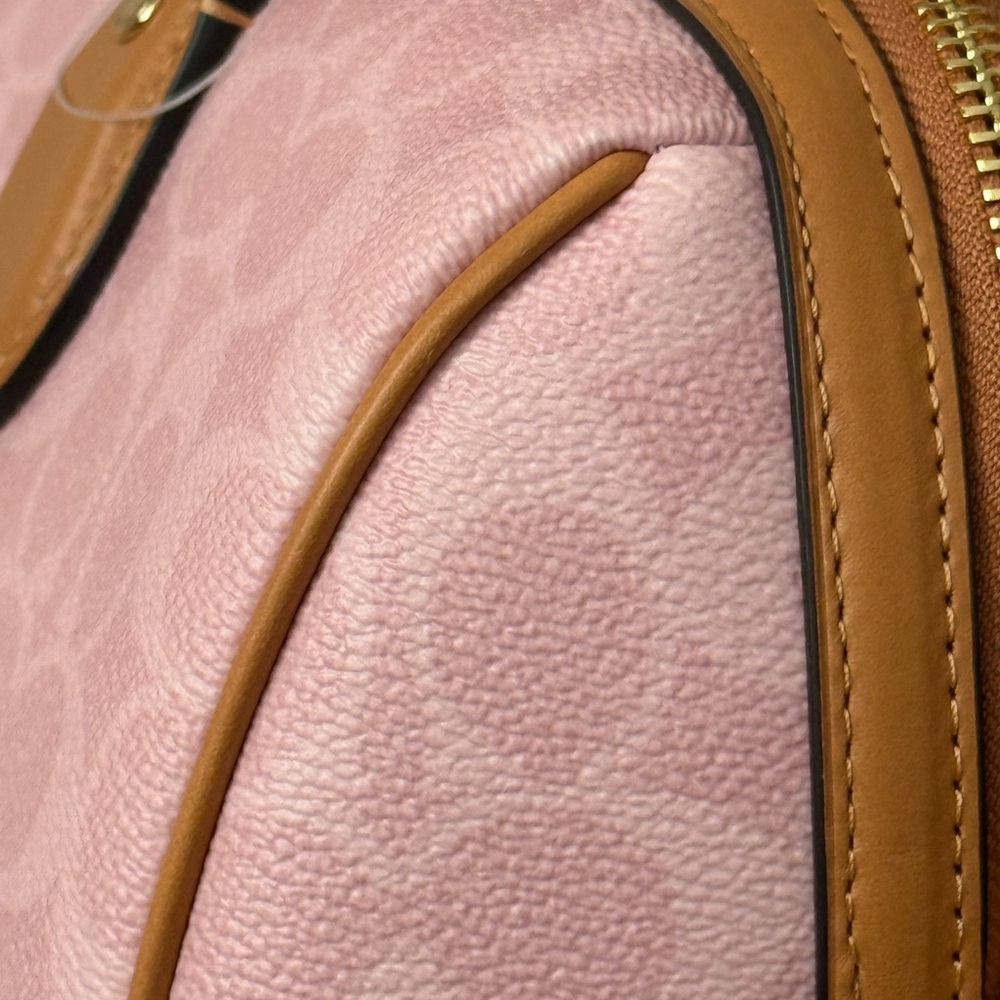 Coach Rowan Large Satchel Bag in Signature Canvas with charms powder pink - Picture 7 of 9